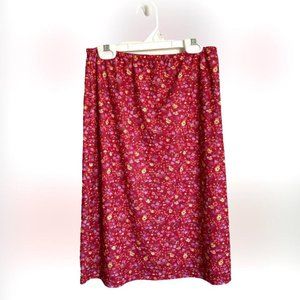 vintage red floral midi skirt! cute pattern and silhouette